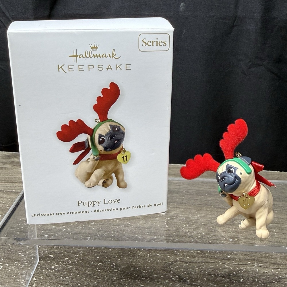 Hallmark Keepsake Ornament Puppy Love 2011 Pug Puppy 21st in Series